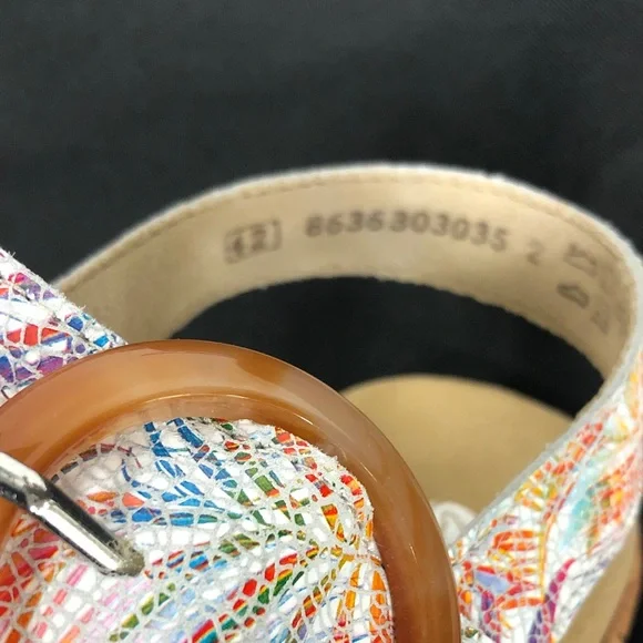 Remonte Soft WomenWhite Multicolor Slingback Sandal w/Amber Buckle Sz 42-43 - Picture 11 of 12